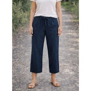J. Jill 100% linen black drawstring crop pants 8p